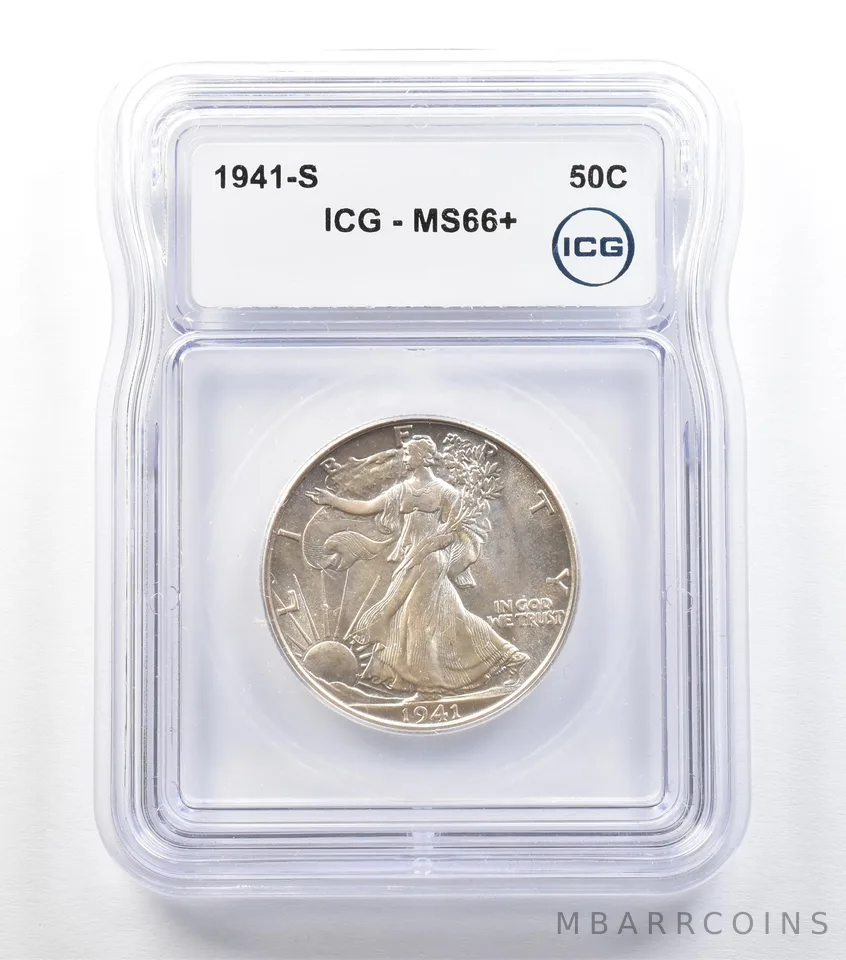 1941-S Walking Liberty Half Dollar MS66+ ICG a3402