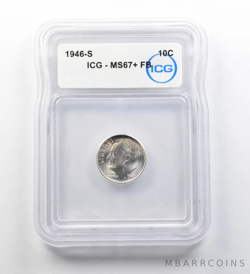 1946-S Roosevelt Dime MS67+ FB ICG *8219