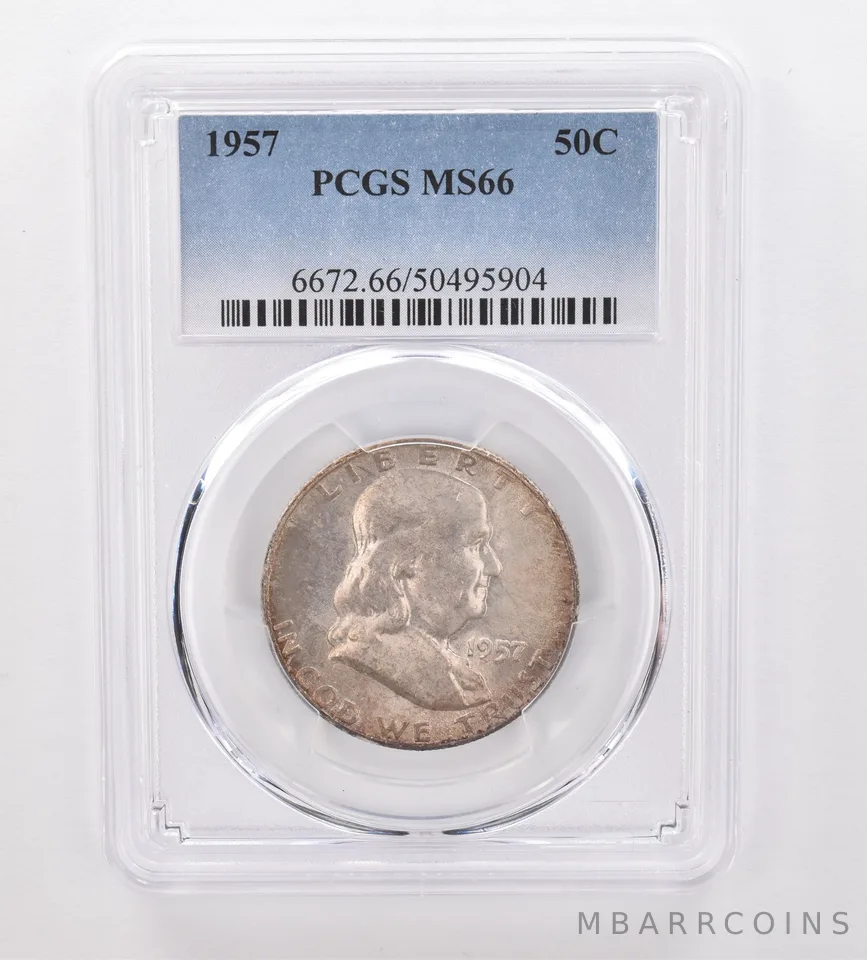 1957 Franklin Half Dollar MS66 PCGS Beautiful Tone *9962