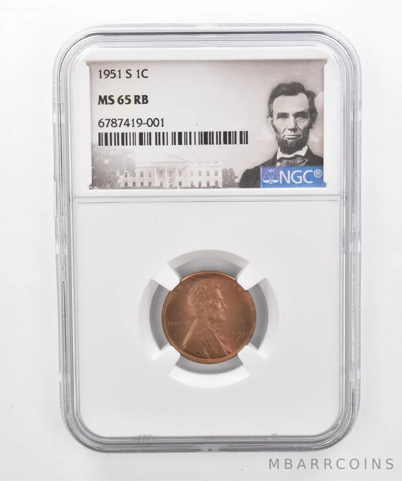 1951-S Lincoln Wheat Cent MS65 RB NGC Beautiful Tone *2921