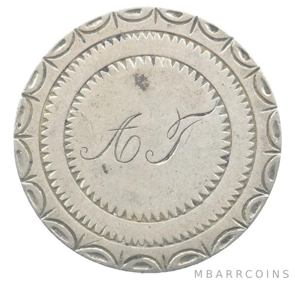 1856 Seated Liberty Quarter Love Token Victorian A F *5528