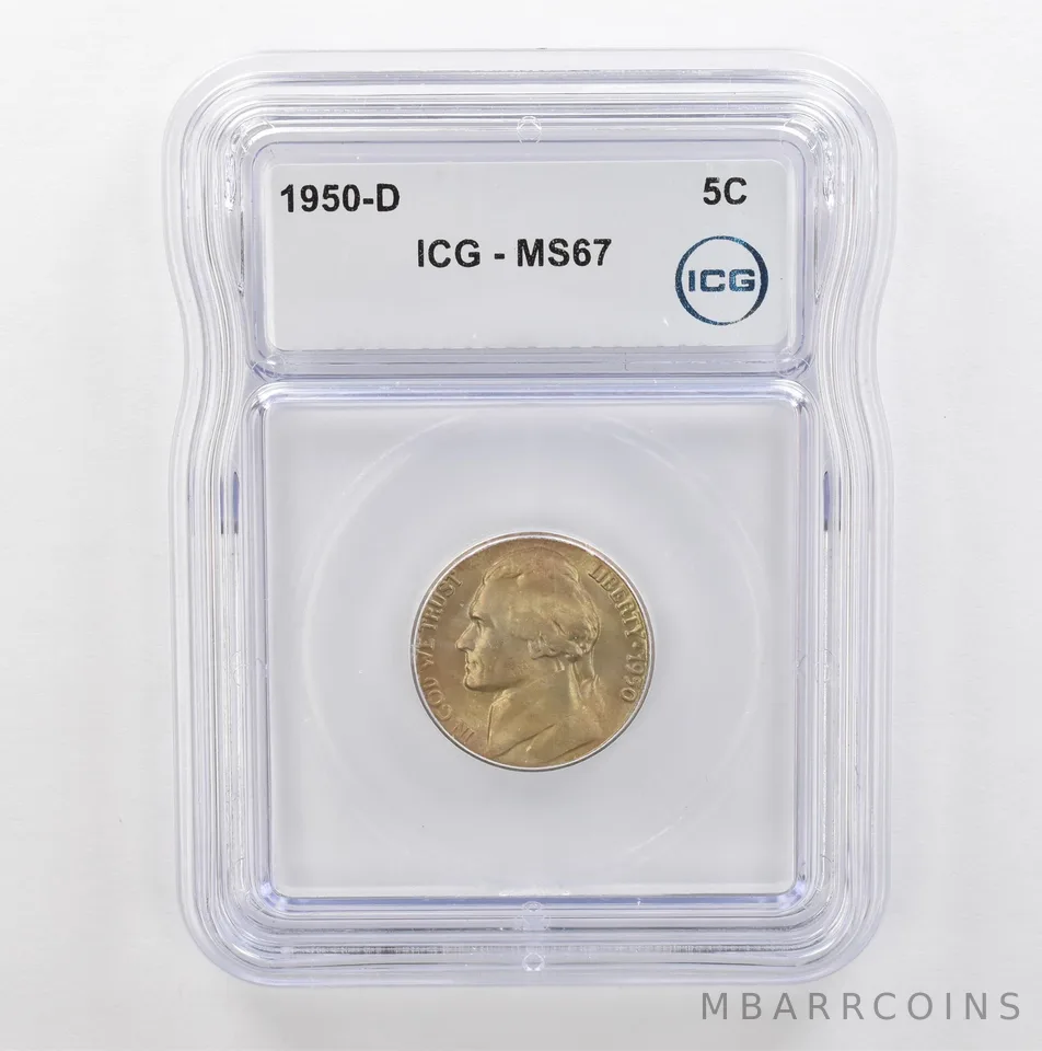 1950-D Jefferson Nickel MS67 ICG Beautiful Tone *5332