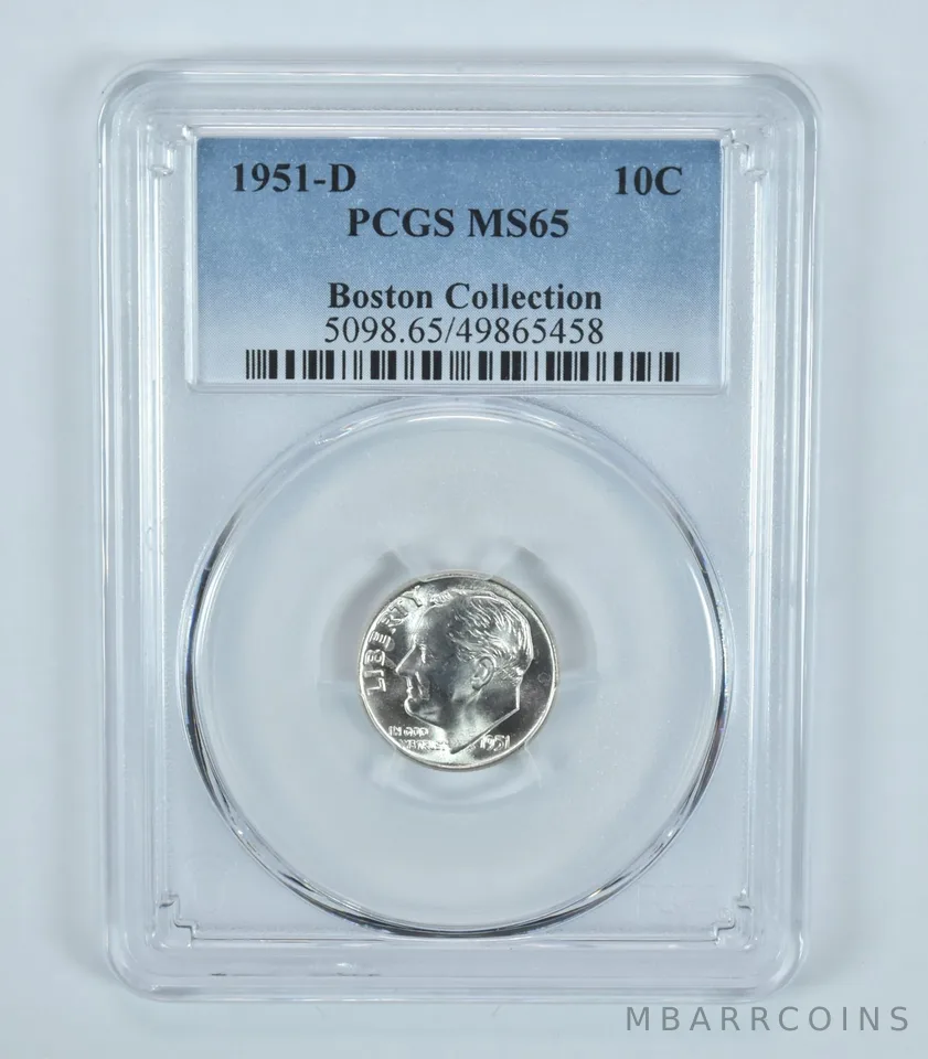 1951-D Roosevelt Dime Boston Collection MS65 PCGS Blue Label