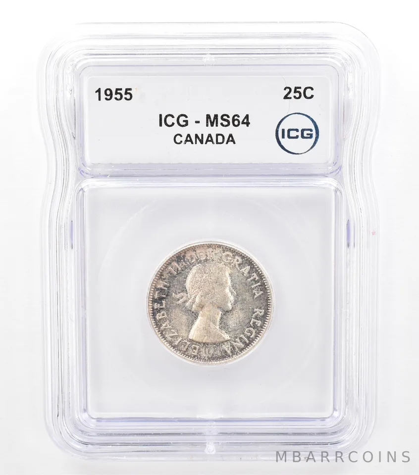1955 Canada 25 Cents MS64 ICG Beautiful Tone *5765