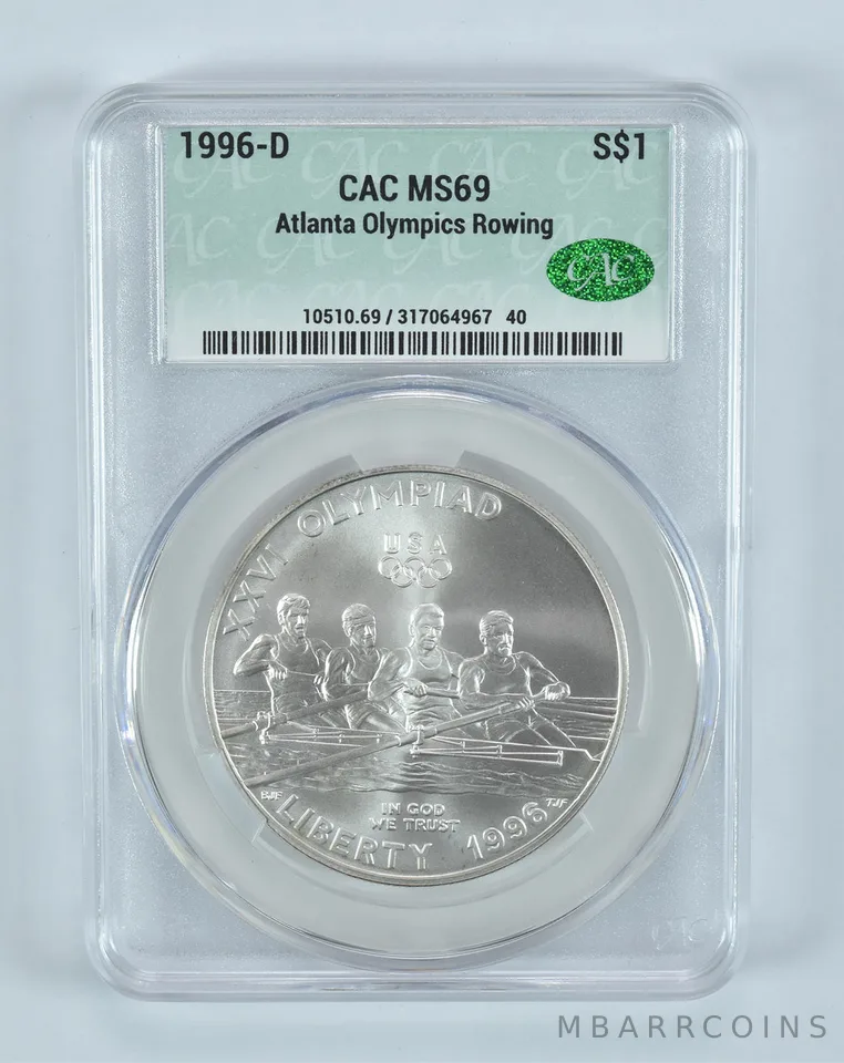 1996-D Olympic Rowing Commemorative Silver Dollar MS69 CAC CACg