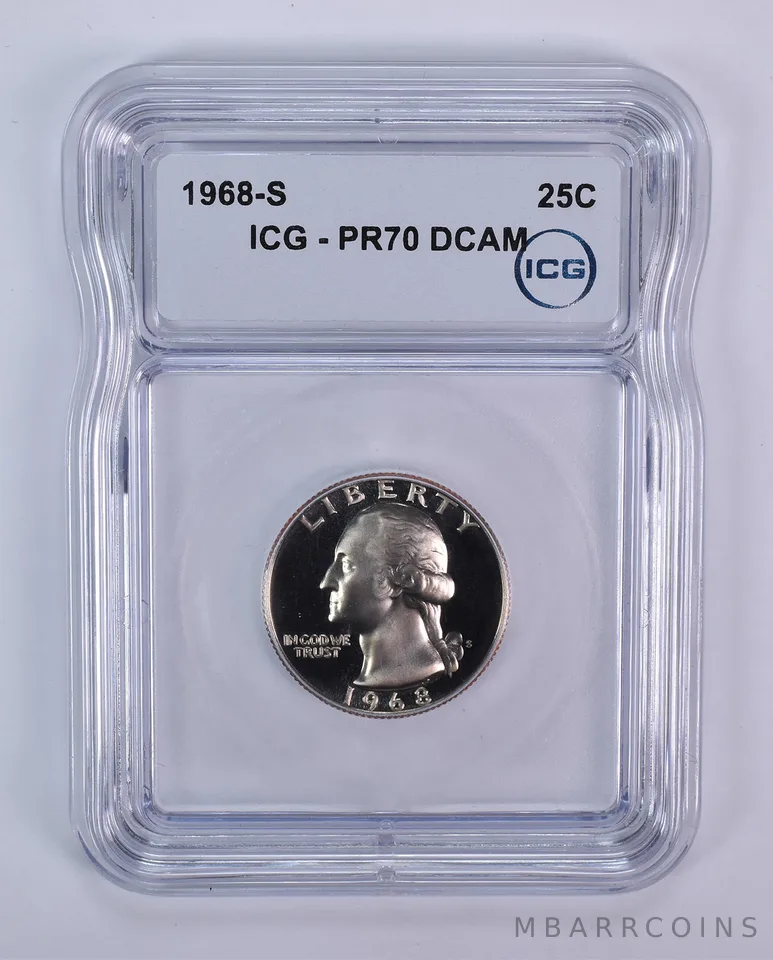 1968-S Washington Quarter PR70 DCAM ICG