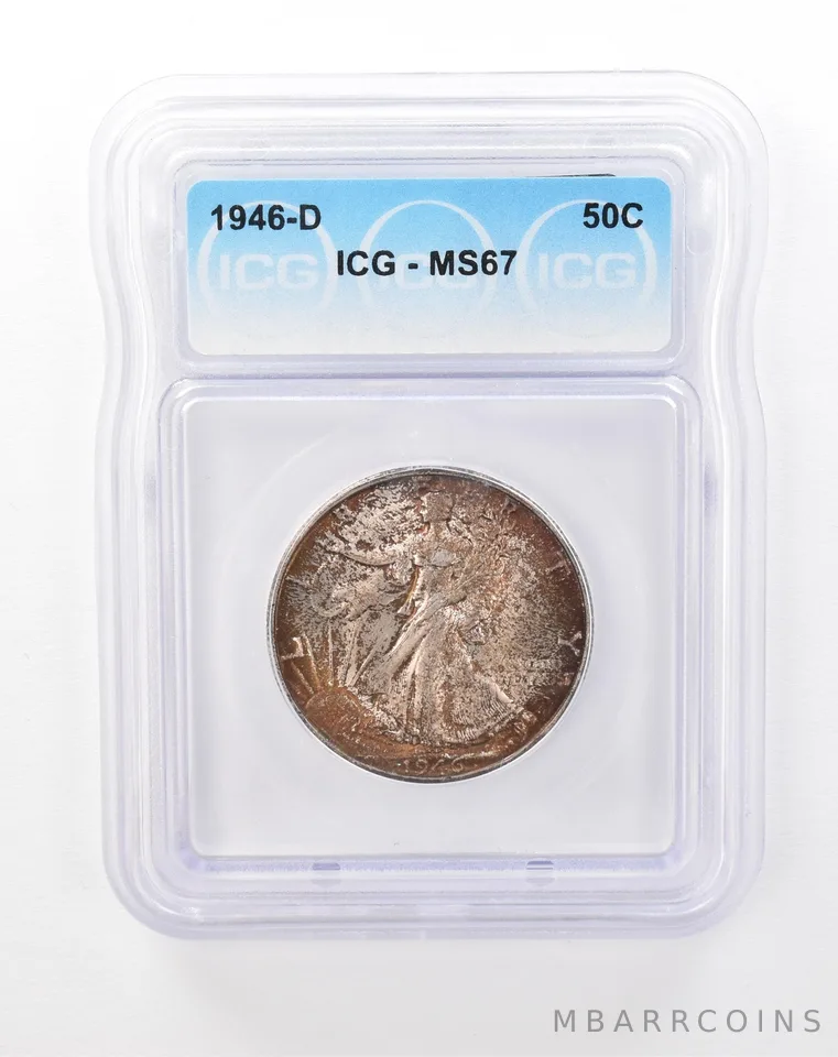 1946-D Walking Liberty Half Dollar MS67 ICG Beautifully Toned *2878