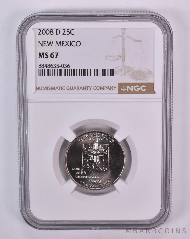 2008-D Washington State Quarter New Mexico MS67 NGC Brown Label