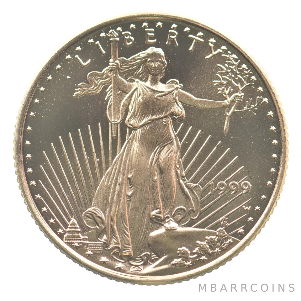 1999-W $10 Burnished Gold Eagle 1/4 Oz Gold * Unfinished Die Error *