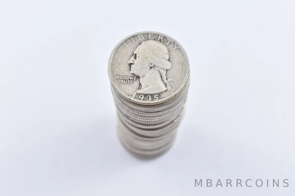 (40) 1932-1939 Washington Quarters ROLL Average Circ $10 Face 1930's