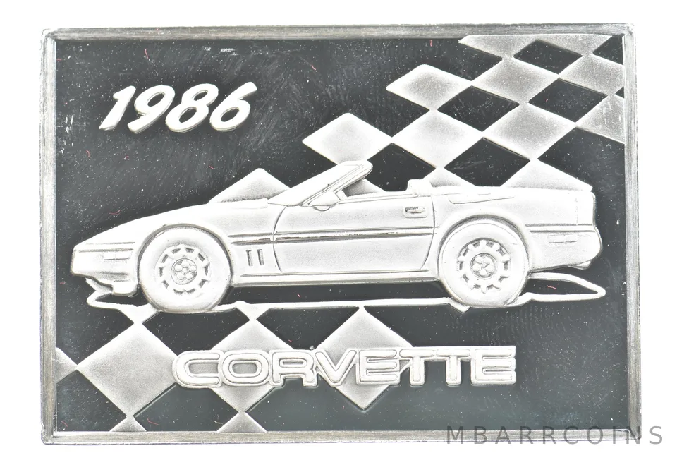 1986 Corvette Silver Art Bar Vintage Car *3280