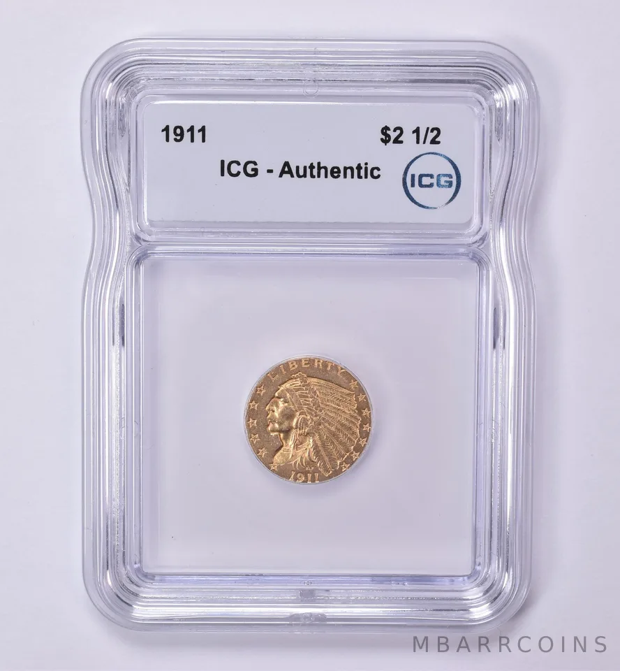 1911 $2.50 Indian Head Gold Quarter Eagle Authentic ICG *0495
