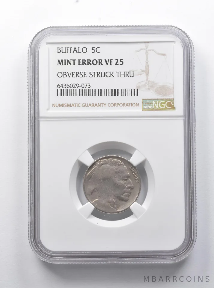 MINT ERROR VF25 Indian Head Buffalo Nickel OBV Struck Thru NGC *7922