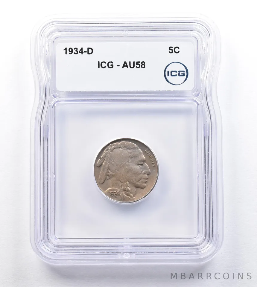 1934-D Indian Head Buffalo Nickel AU58 ICG *2019