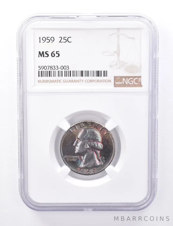 MS65 1959 Washington Quarter - Graded NGC - Beautiful Tone *2685