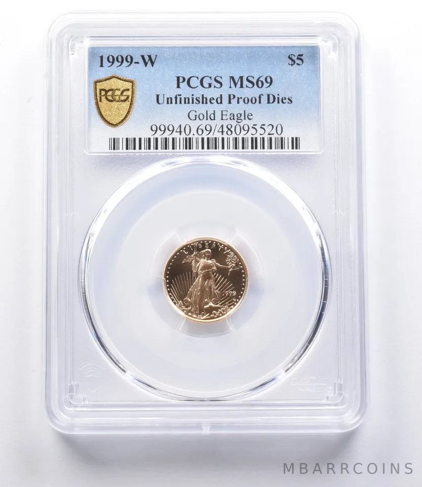 MS69 1999-W $5 American Gold Eagle Unfinished Proof Dies PCGS a3046