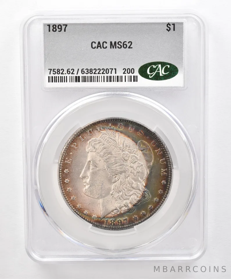 1897 Morgan Silver Dollar MS62 CAC CACg Beautiful Tone *0670