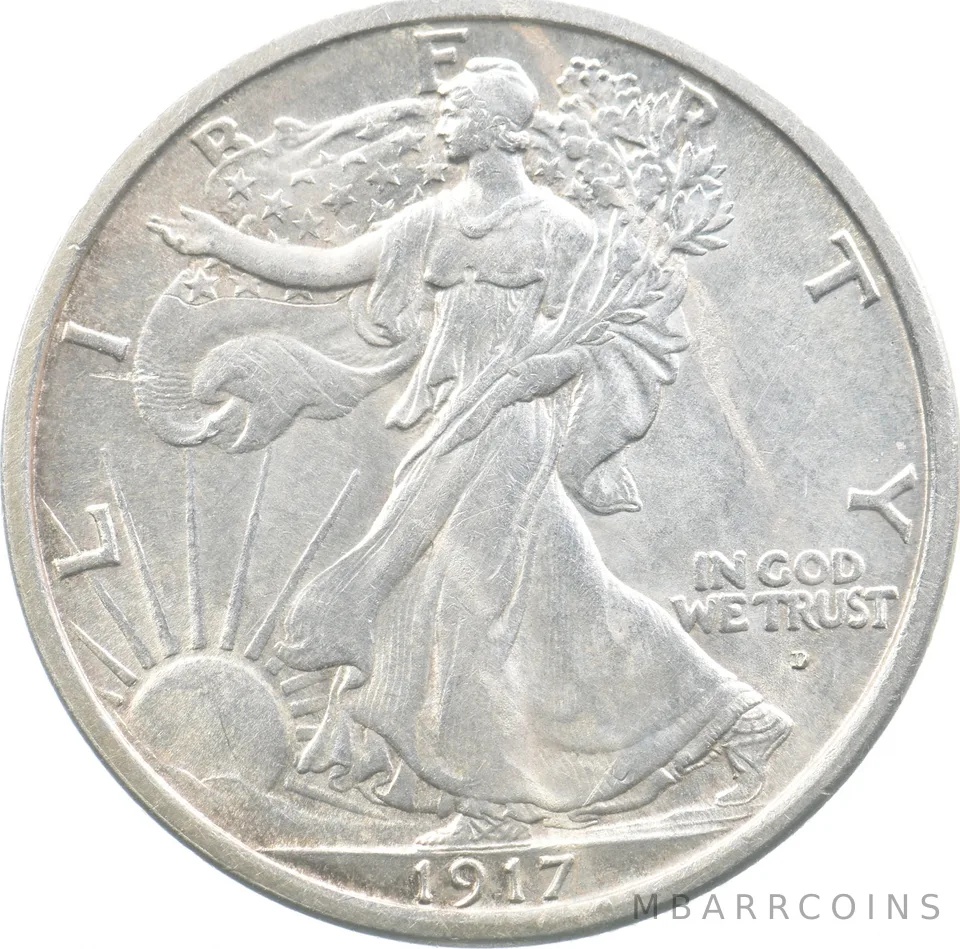 1917-D Walking Liberty Half Dollar Obverse *7890