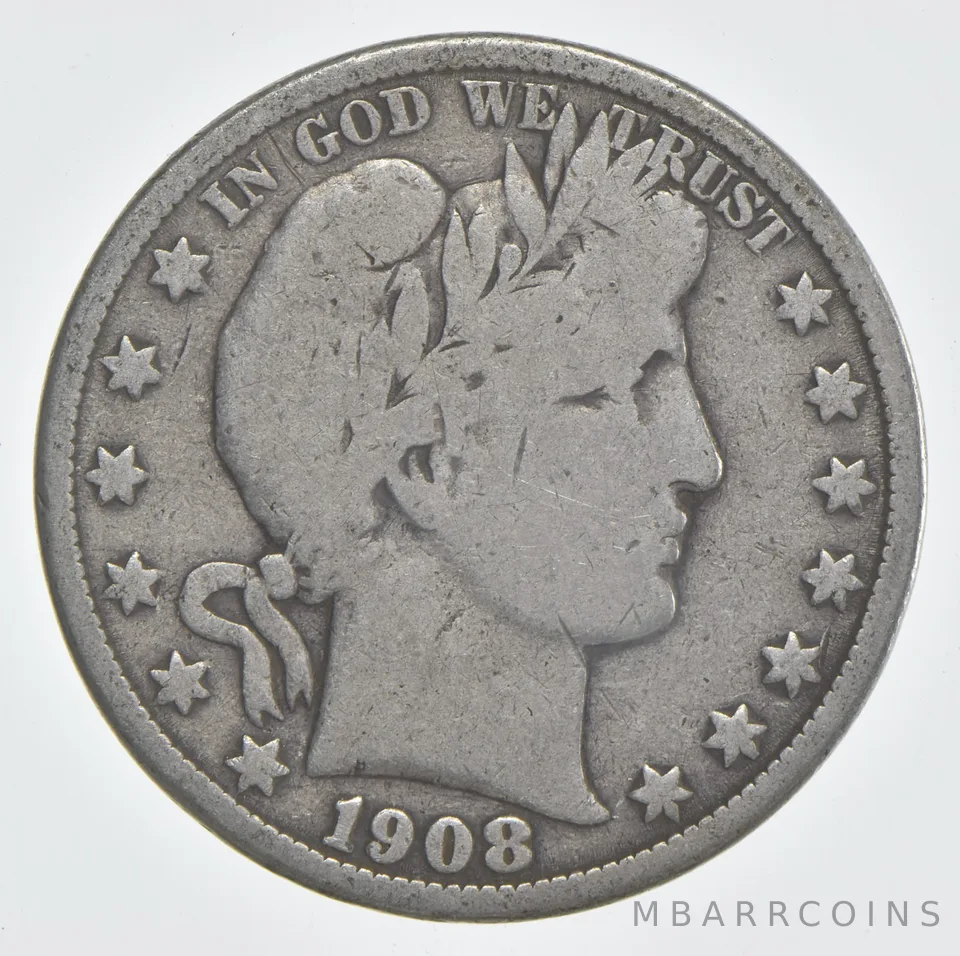 1908-O Barber Half Dollar 90% Silver VG Condition