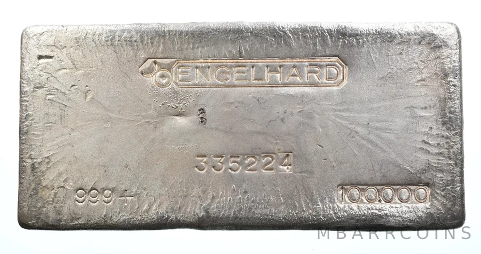 100 Oz Silver Bar Engelhard Vintage Poured *2277