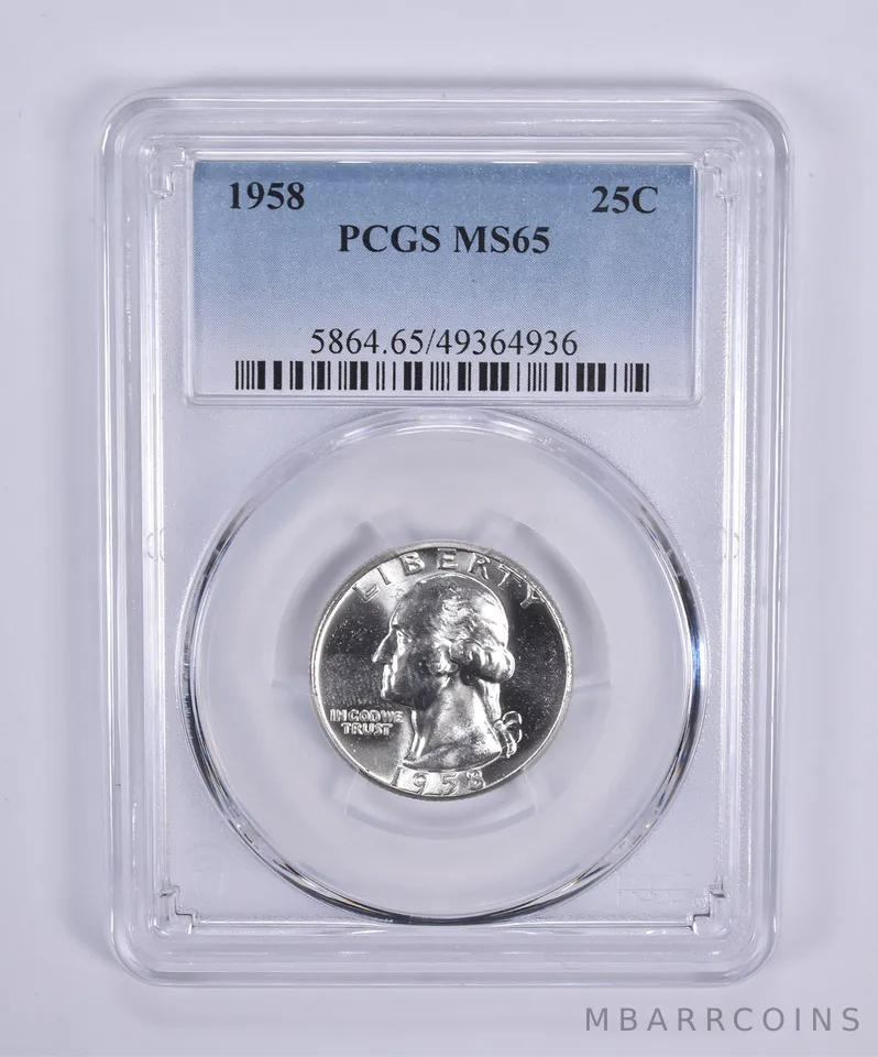 1958 Washington Quarter MS65 PCGS Blue Label