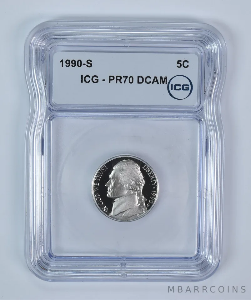 1990-S Jefferson Nickel PR70 DCAM ICG