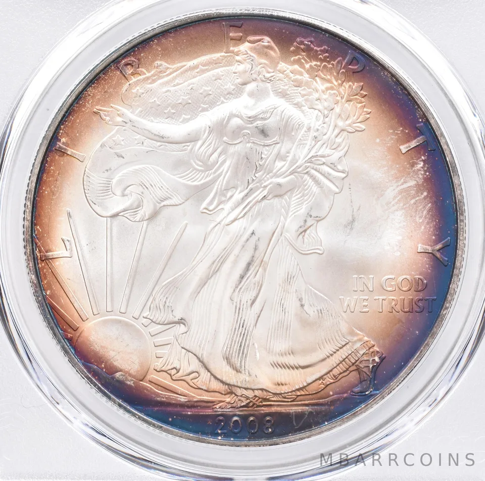 2008 American Silver Eagle MS67 PCGS Beautiful Tone *1368