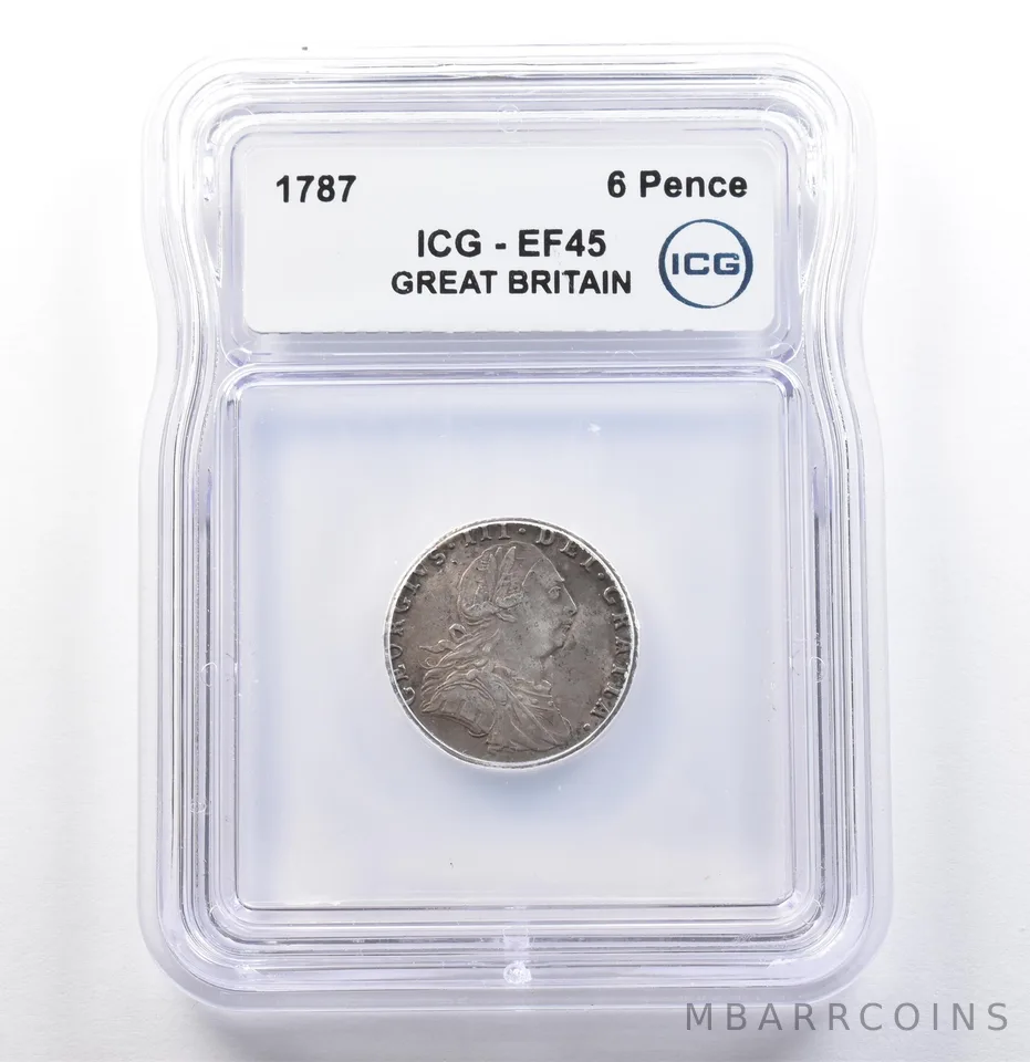 1787 Great Britain 6 Pence EF45 ICG *9898