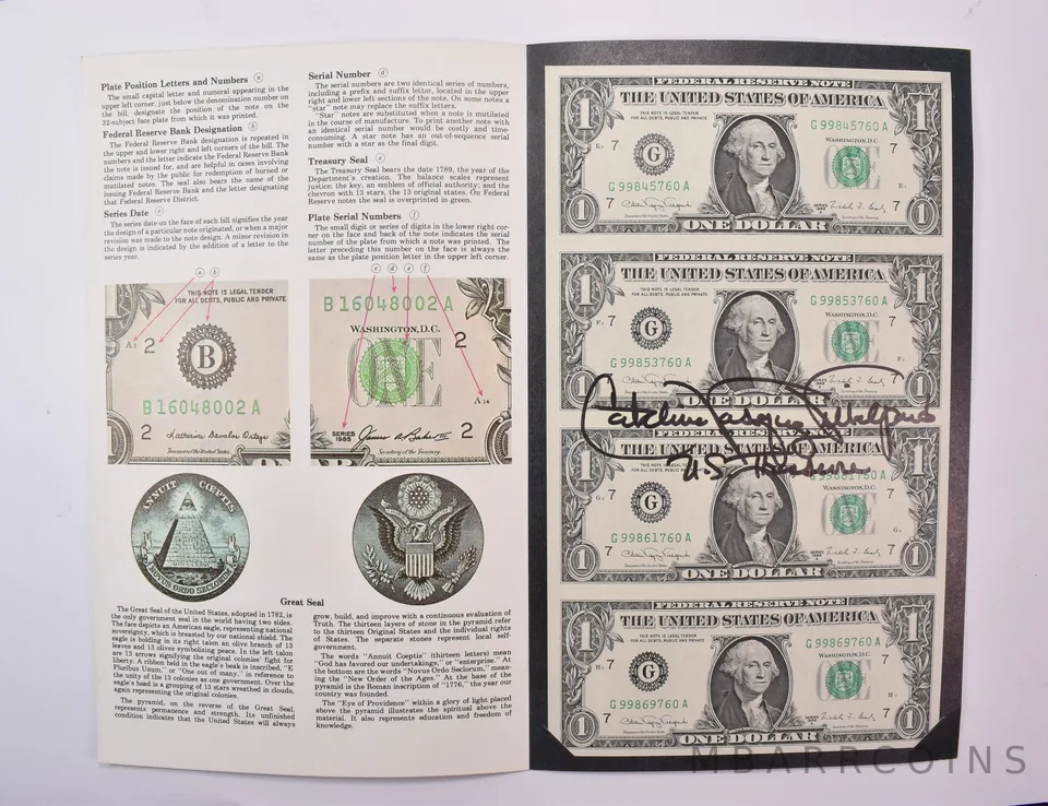 Lot (4) 1988 A $1 Chicago IL FRN Green Seal Uncut Sheet Courtesy Signature *1831