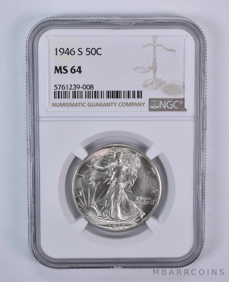 1946-S Walking Liberty Half Dollar MS64 NGC Brown Label