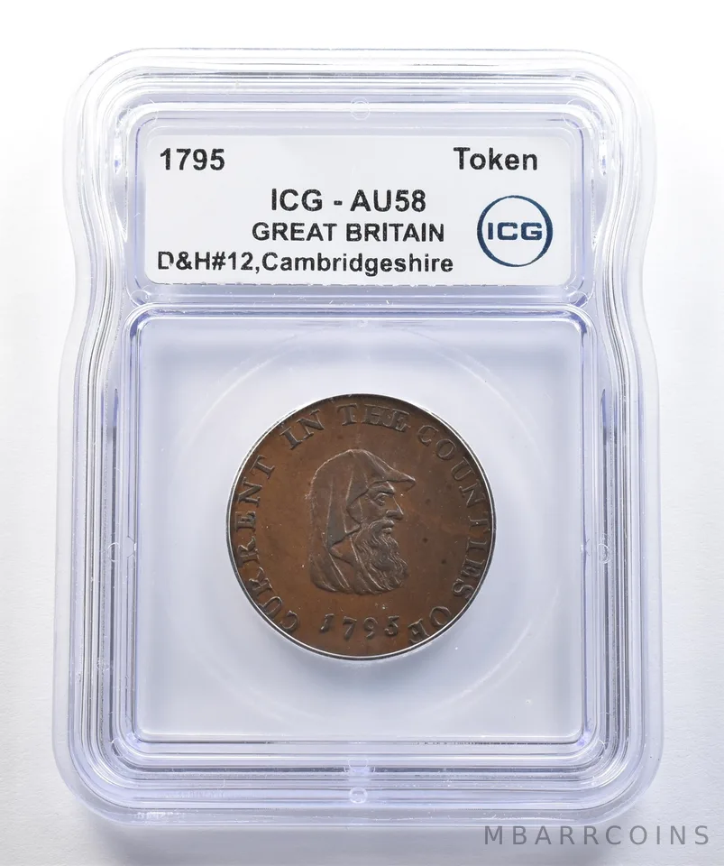 1795 Great Britain Token Cambridgeshire D&H#12 AU58 ICG a7771