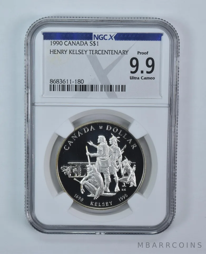 1990 Canada 1 Dollar Silver Henry Kelsey Proof 9.9 UCAM NGC X NGCX