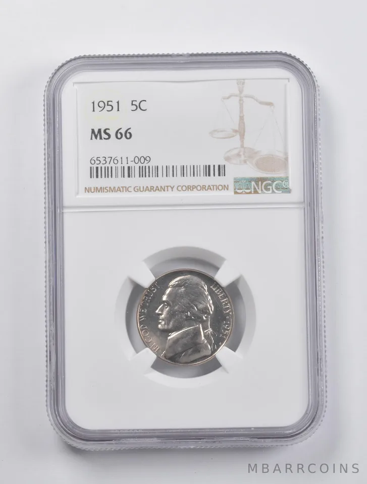 MS66 1951 Jefferson Nickel NGC a3009