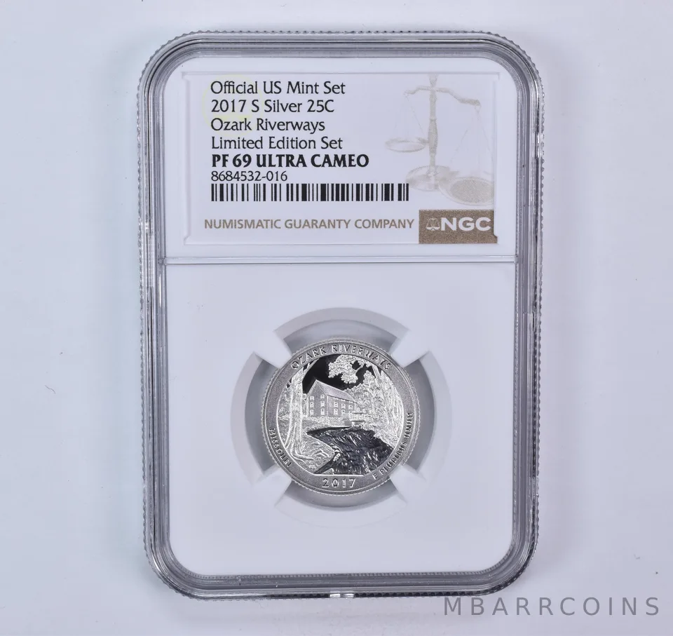 2017-S ATB Quarter Silver Ozark Riverways Limited Edition Set PF69 UCAM NGC