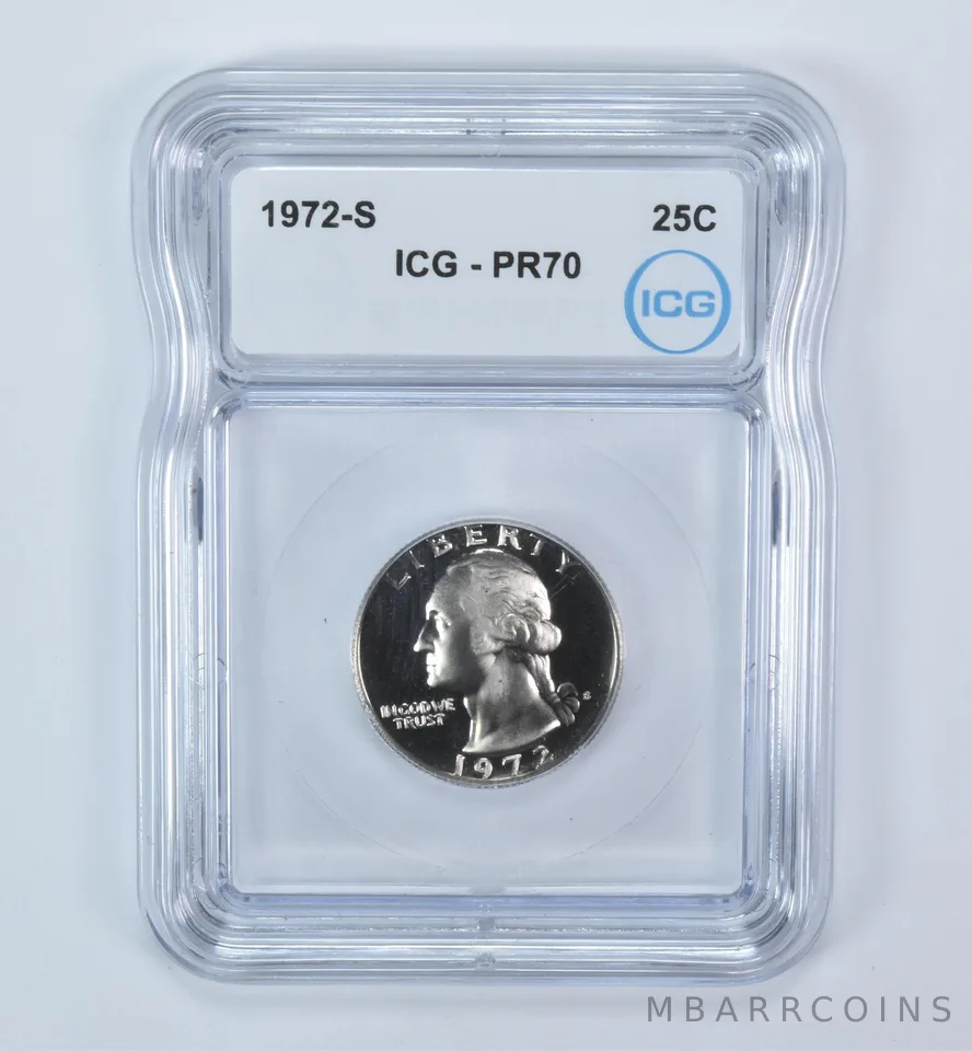 1972-S Washington Quarter PR70 ICG