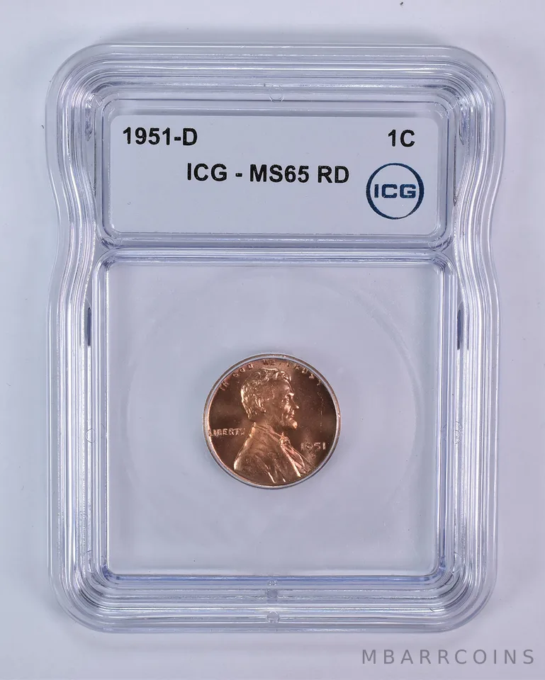 1951-D Lincoln Wheat Cent MS65 RD ICG