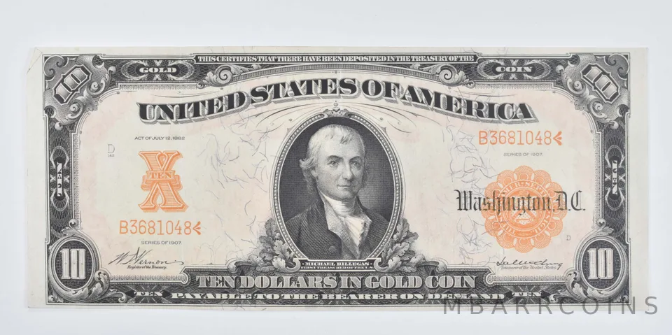 1907 $10 United States Gold Certificate - Large Note *8054
