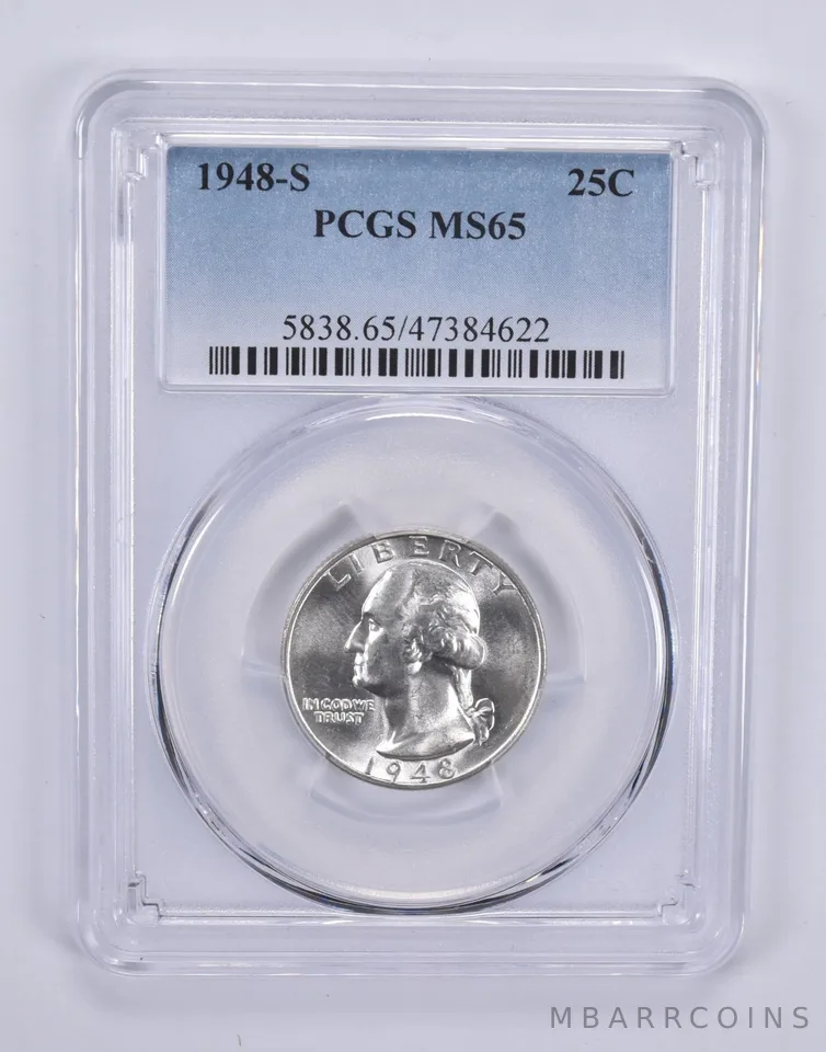 1948-S Washington Quarter 25c MS65 PCGS Blue Label