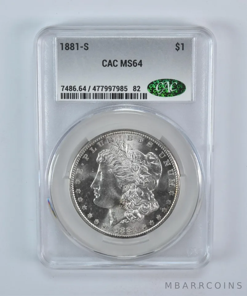 1881-S Morgan Silver Dollar MS64 CAC CACg a5727
