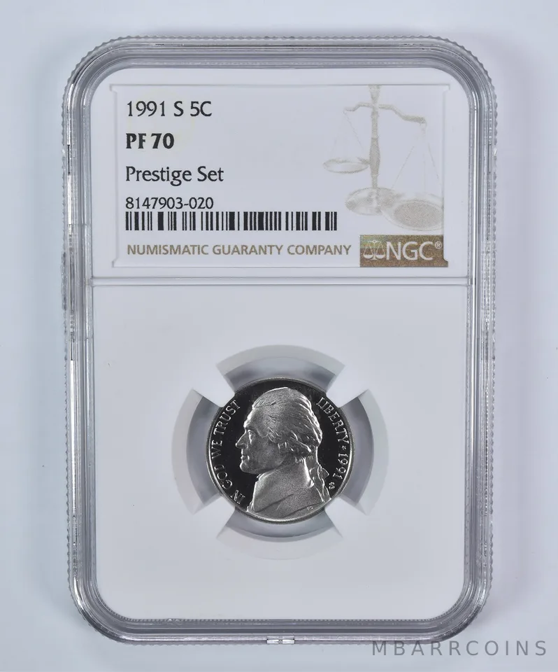 1991-S Jefferson Nickel Prestige Set PF70 NGC Brown Label