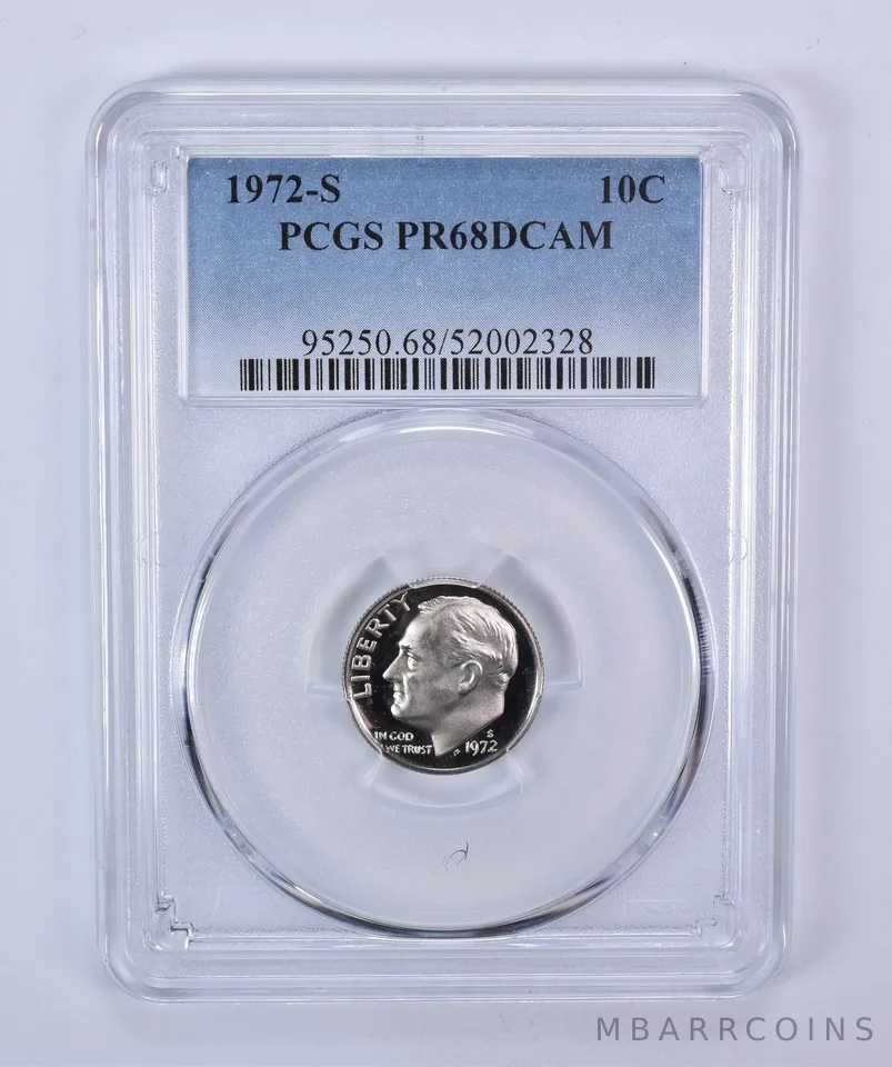 1972-S Roosevelt Dime PR68 DCAM PCGS Blue Label
