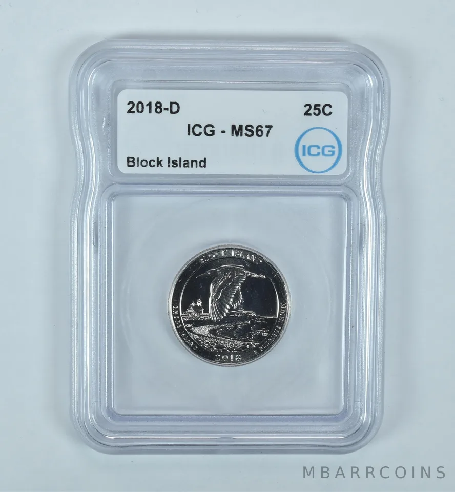 2018-D Washington Quarter ATB Block Island MS67 ICG