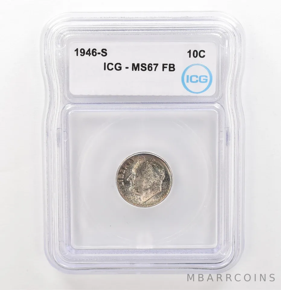 1946-S Roosevelt Dime MS67 FB ICG Beautiful Tone a3925