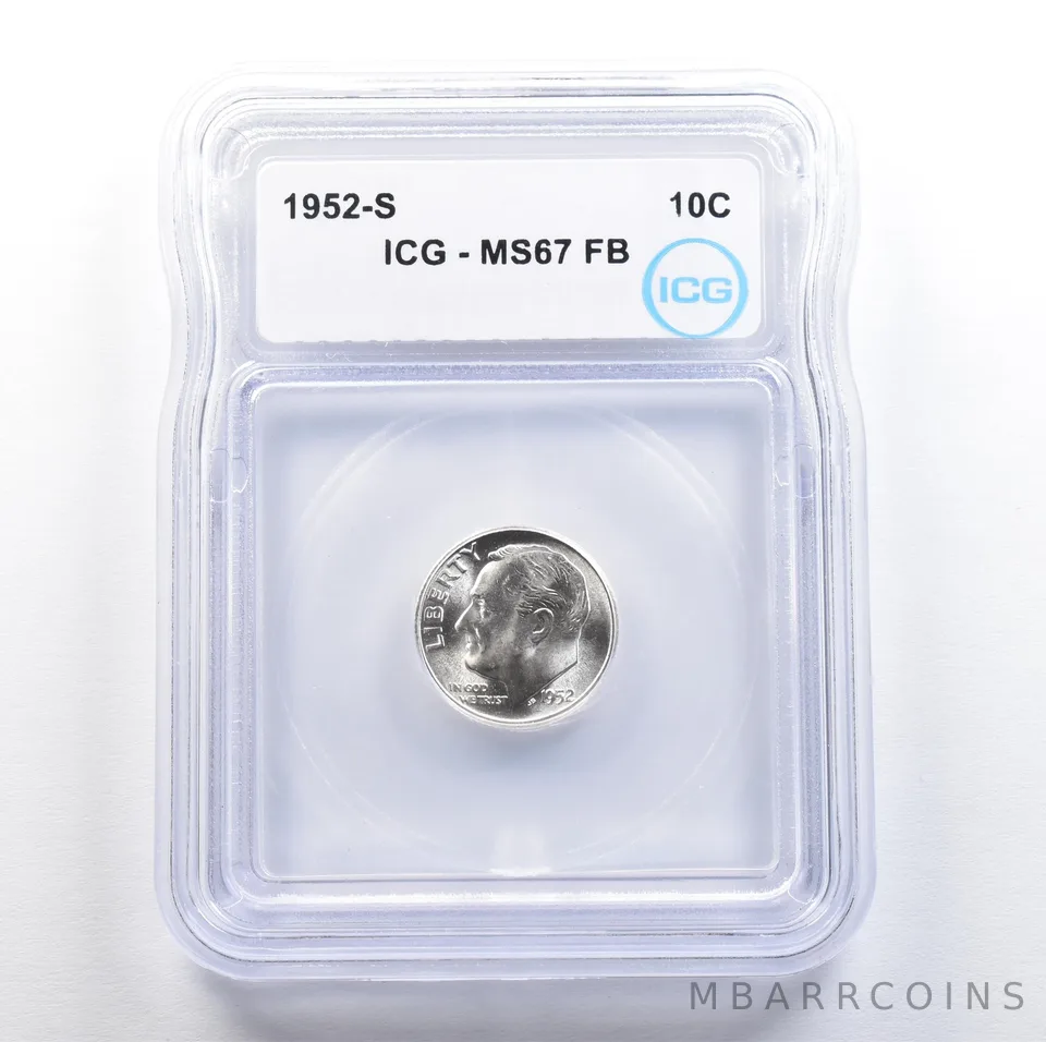 1952-S Roosevelt Dime MS67 FB ICG *7626