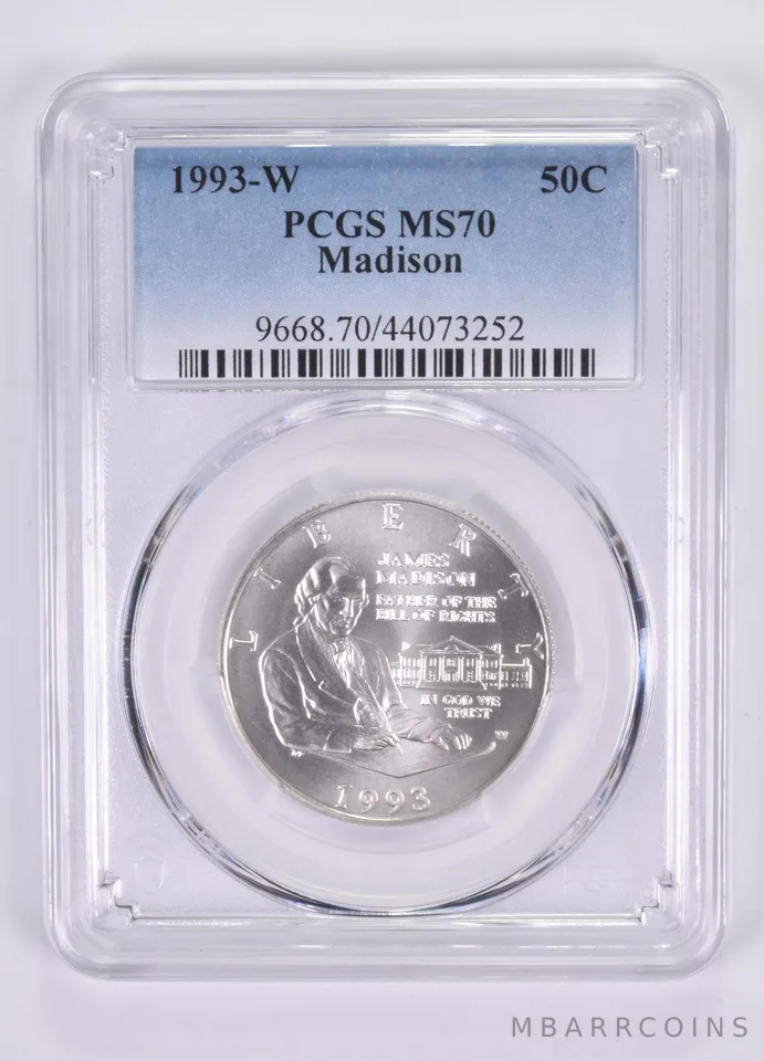1993-W Madison Bill of Rights Commemorative Half Dollar MS70 PCGS