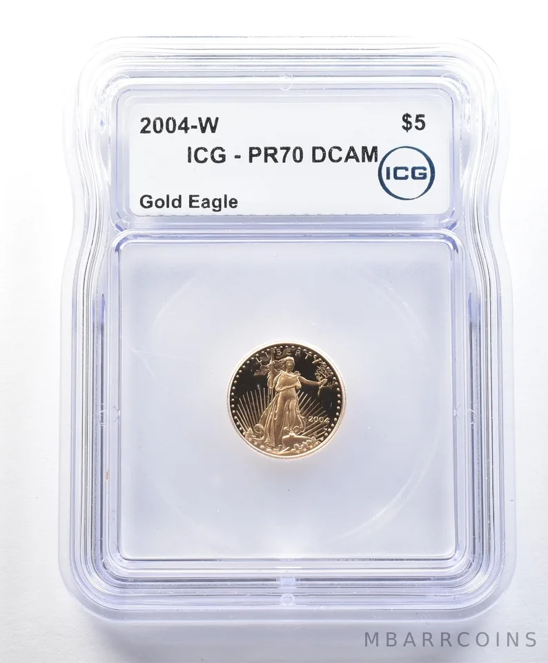 2004-W $5 American Gold Eagle 1/10 Oz Gold PR70 DCAM ICG