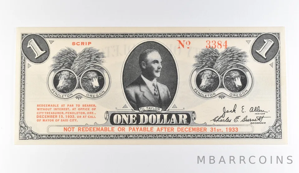 1933 $1 Pendleton OR Scrip *9752