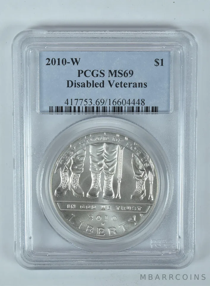2010-W Disabled Veterans Commemorative Dollar MS69 PCGS Blue Label