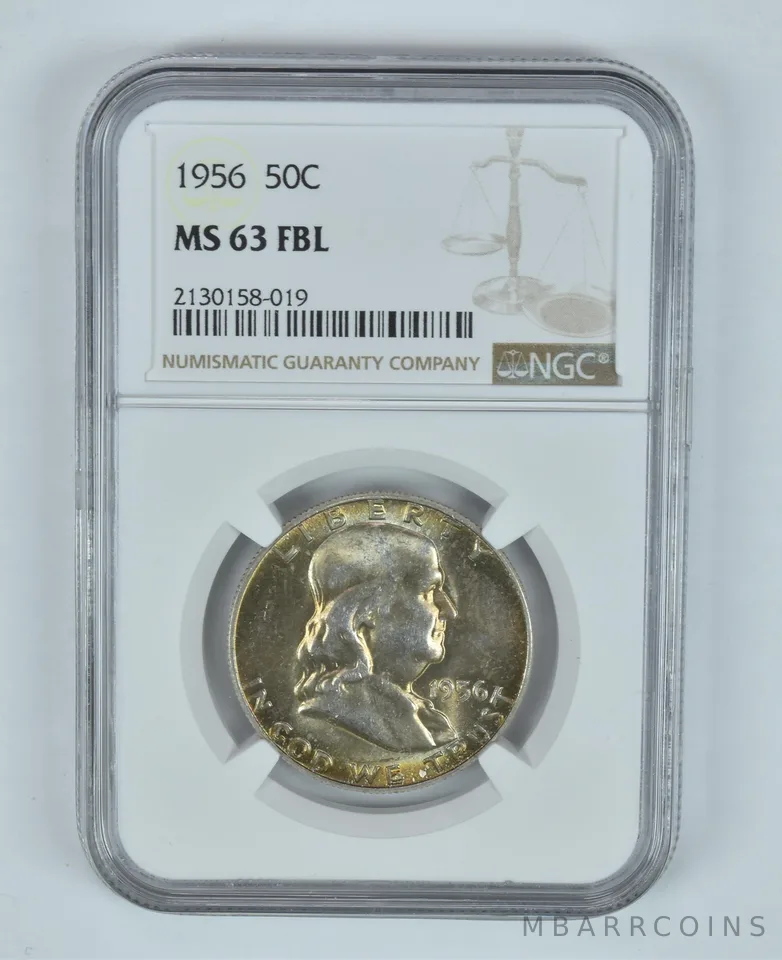 MS63 FBL 1956 Franklin Half Dollar NGC Beautiful Tone *3770