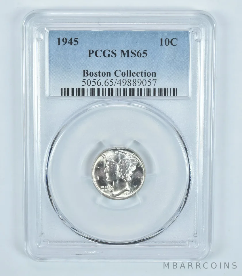 1945 Mercury Dime Boston Collection MS65 PCGS Blue Label